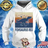 Fishing dinosaur fishsaurus rex vintage retro s Hoodie