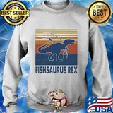 Fishing dinosaur fishsaurus rex vintage retro s Sweater