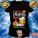 Full Of Christmas Spirit Bourbon Christmas Drinking Bell Shirt Ladies tee
