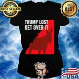 Goat trump lost get over it bye loser biden harris won 2020 s Ladies tee