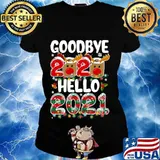 Goodbye 2020 happy new year 2021 reindeer face mask pajama family xmas s Ladies tee