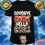 Goodbye 2020 happy new year 2021 reindeer face mask pajama family xmas shirt