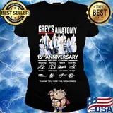 Grey's anatomy 15th anniversary 2005 2020 15 seasons thank you for the memories signatures s Ladies tee