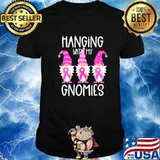 Hanging With My Gnomies Ribbon Pink Breast Cancer Support Shirt