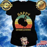 Happy drinksgiving dranksgiving turkey thanksgiving vintage retro s Ladies tee
