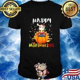 Happy Hallothanksmas Giraffe Pumpkin Halloween Thanksgiving Christmas Shirt