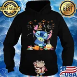 Happy halloween stitch hug baby yoda pumpkins s Hoodie