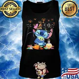 Happy halloween stitch hug baby yoda pumpkins s Tank top