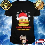 Happy Holidays With Cheese Cheeseburger Christmas Santa Shirt