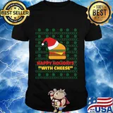 Happy Holidays With Cheese Santa Burger Ugly Christmas Shirt