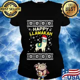 Happy llamakah llama in mask ugly hanukkah quarantine s Ladies tee