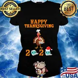 Happy thanksgiving 2020 turkey face mask quarantine s Ladies tee