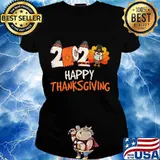 Happy thanksgiving 2020 turkey wearing mask s Ladies tee