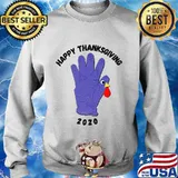 Happy Thanksgiving Turkey 2020 Blue Turkey Glove Shirt Sweater