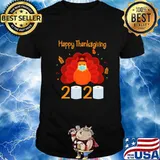Happy thanksgiving turkey face mask quarantine 2020 toilet paper shirt