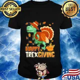 Happy Trexgiving Pumpkin Dinosaurs Tuckey Shirt