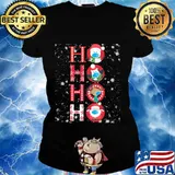 Ho Ho Ho Snowman Santa Reindeer Penguin Christmas Shirt Ladies tee