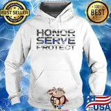 Honor Serve Protect Thin Blue Line Flag Patriotic Police Shirt Hoodie