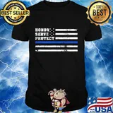 Honor Serve Protect Thin Blue Line Horizontal Flag Patriotic Police Shirt