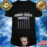 Honor Serve Protect Thin Blue Line Vertical Flag Patriotic Police Shirt