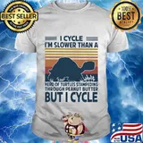 I cycle i'm slower than a herd of turtles stampeding through peanut butter but i cycle vintage retro shirt