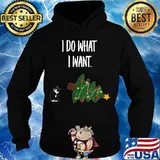 I Do What I Want Tuxedo Cat Knocking Over Christmas Tree Shirt Hoodie