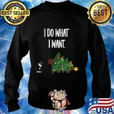 I Do What I Want Tuxedo Cat Knocking Over Christmas Tree Shirt Sweater