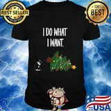 I Do What I Want Tuxedo Cat Knocking Over Christmas Tree Shirt