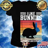 I Like Bunnies And Maybe Like 3 People Rabbit Vintage Retro Shirt Ladies tee