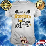 I'm a pittsburgh steelers and wine kinda girl heart shirt