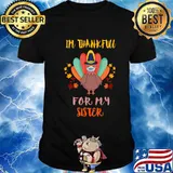 I'm Thankful For My Sister Thanksgiving Turkey Wearing Mask 2020 Shirt