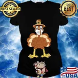 I'm Thankful Thanksgiving Turkey Wearing Mask Shirt Ladies tee