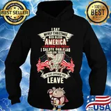 I Say Merry Christmas God Bless America I Own Guns Eat Bacon I Salute Our Flag Thank Our Troops If That Offends You Leave American Flag Shirt Hoodie