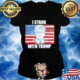 I stand with trump american flag s Ladies tee