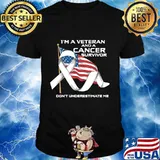 I’m a veteran and a cancer survivor don’t underestimate me american flag veteran cancer survivor shirt