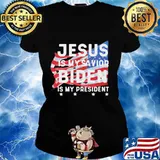 Jesus Is My Savior Biden Is My President American Flag Election Shirt Ladies tee