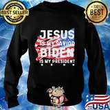Jesus Is My Savior Biden Is My President American Flag Election Shirt Sweater