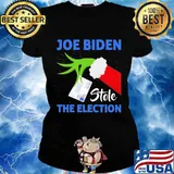 Joe biden stole the election merry christmas grinch holding vote s Ladies tee