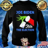 Joe biden stole the election merry christmas grinch holding vote s Sweater