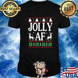 Jolly Af Reindeer Ugly Christmas Shirt