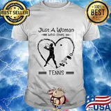 Just A Woman Who Loves Tennis Heart Shirt
