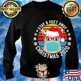 Llama Wear Mask Stay 6 Feet Away Christmas 2020 Vintage Retro Shirt Sweater
