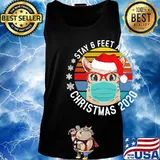Llama Wear Mask Stay 6 Feet Away Christmas 2020 Vintage Retro Shirt Tank top