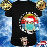 Llama Wear Mask Stay 6 Feet Away Christmas 2020 Vintage Retro Shirt