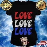 Love Love Love American Flag Shirt Ladies tee