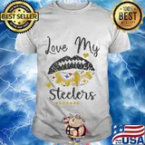 Love My Steelers Team Lip Football Shirt