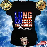 Lung Cancer Awareness American Flag Shirt Ladies tee