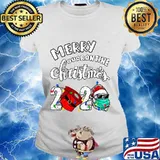 Merry christmas 2020 santa's hat face mask tee xmas holiday s Ladies tee