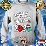 Merry christmas 2020 santa's hat face mask tee xmas holiday s Sweater