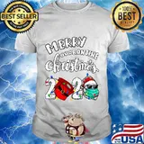 Merry christmas 2020 santa's hat face mask tee xmas holiday shirt